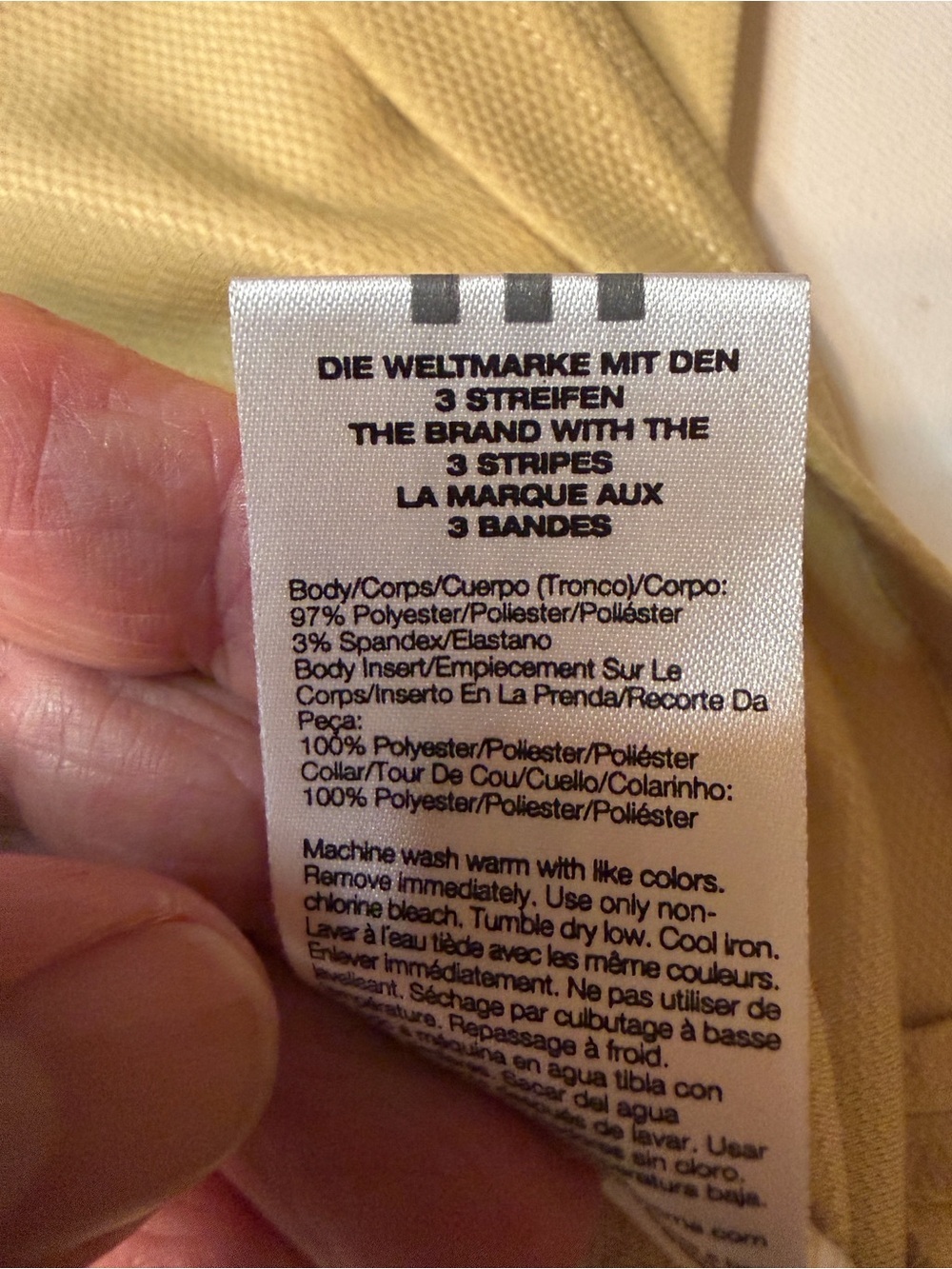 EUC Adidas Men's Polo Shirt Size 2XL Yellow Loose Fit Logo Golf Short Sleeves - Picture 8 of 9